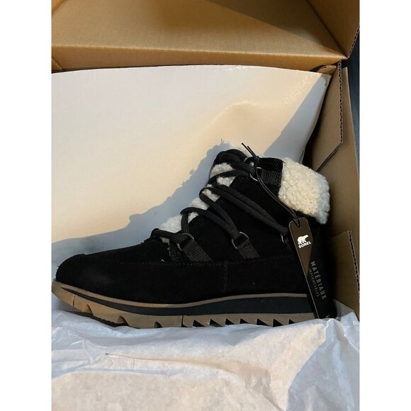 Sorel Harlow Lace Cozy Boots Velvet Black/Gum Women's Size 7 - Picture 2 of 4